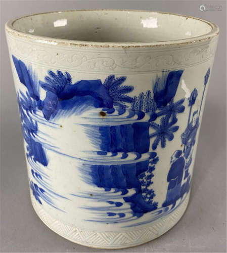 清康熙风格青花笔筒精品 Chinese Qing Kangxi blue and white porcelain pen holder