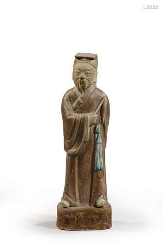 SERVANT en terre cuite polychrome. \nChine Début XX…