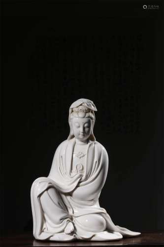 A Chinese White Porcelain Guanyin Statue