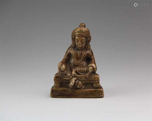 A Chinese Copper Statue of Yellow Fortune God
