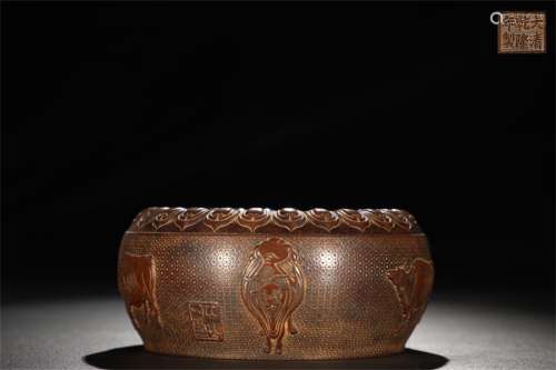 A Chinese Copper Alms bowl Shaped Censer