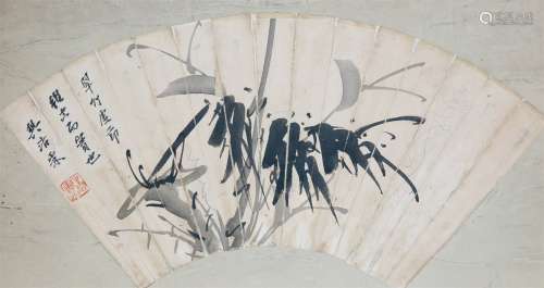 A Chinese Figure Painted sector, Fan Haolin Mark