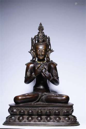 A Chinese Copper Statue of Amitayus Buddha