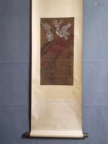 A Chinese Painting Silk Scroll , Song Huizong Mark