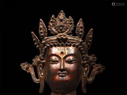 A Chinese Copper Buddha's Head Statue