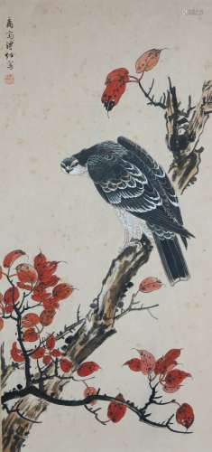 A Chinese Eagle Painting, Pu Zuo Mark