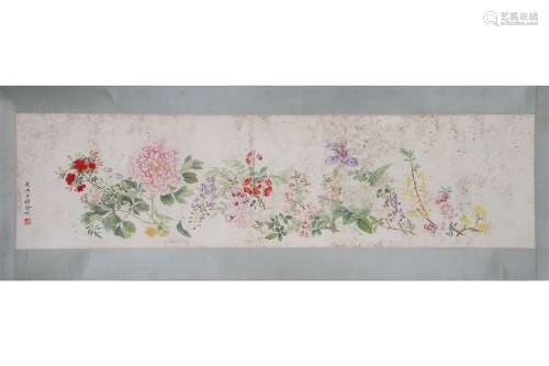A Chinese Flower and Plant Painting, Jin Cheng Mark