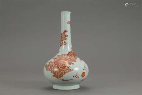 A Chinese Iron Red Dragon Patter Porcelain Flask
