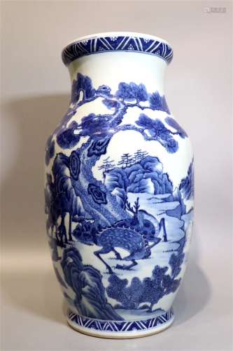 A Chinese Blue and White Figure Painted Porcelain Square Vase