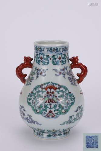 A Chinese Dragon Pattern Doucai Double Ears Porcelain Zun