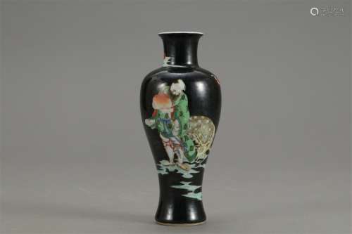 A Chinese Black Five-colored Porcelain Vase