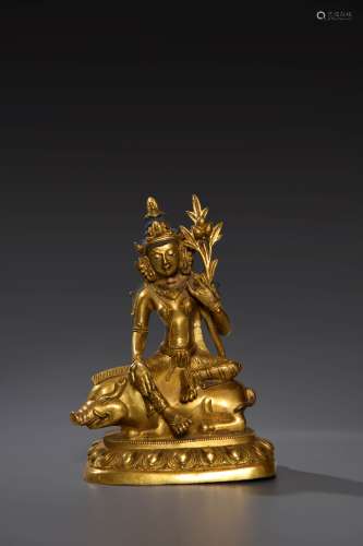 A Chinese Gilding Copper Statue of Marīcī