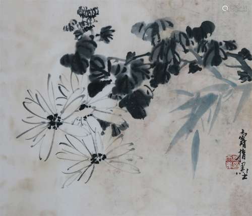 A Chinese Chrysanthemum Painting, Pan Tianshou Mark