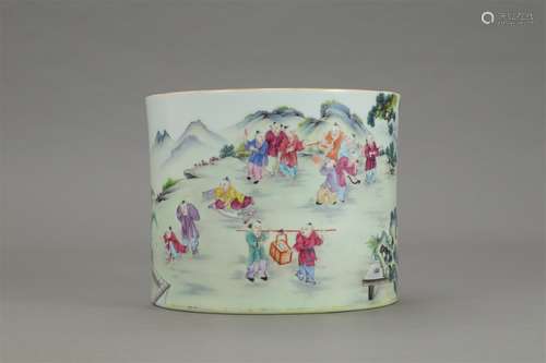 A Chinese Famille Rose Porcelain Brush Pot