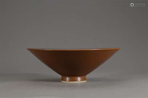 A Chinese Brown Glaze outer Altar Blue Glaze Inner Porcelain Bowl