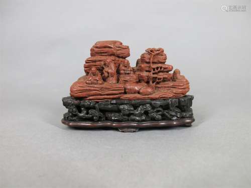 A Chinese Carved Shoushan Stone Rockery Ornament