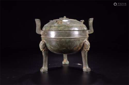 A Chinese Bronze Three-legged Vessel