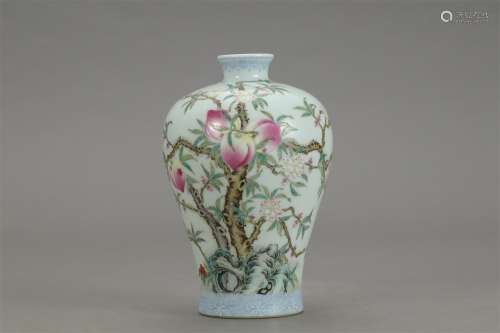 A Chinese Famille Rose Porcelain Plum Vase