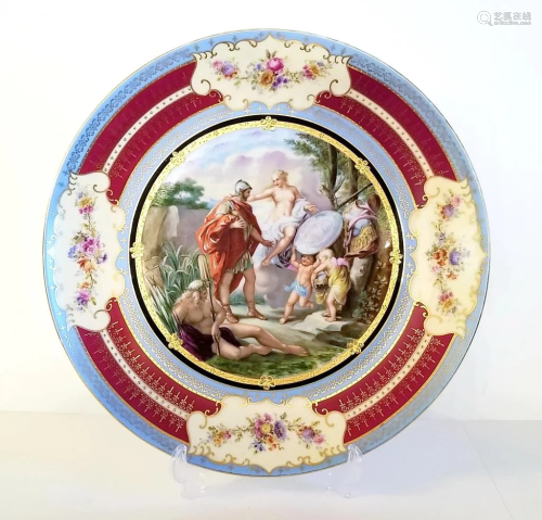Lrg Antique Royal Vienna Porcelain Plate_x0…