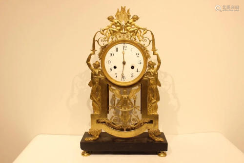 19th.C Empire Style Bronze Clock