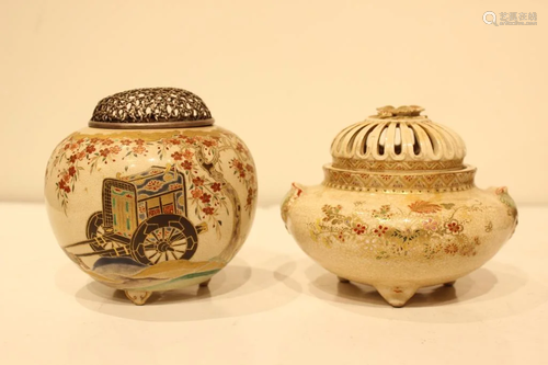 Two Japanese Satsuma Censer