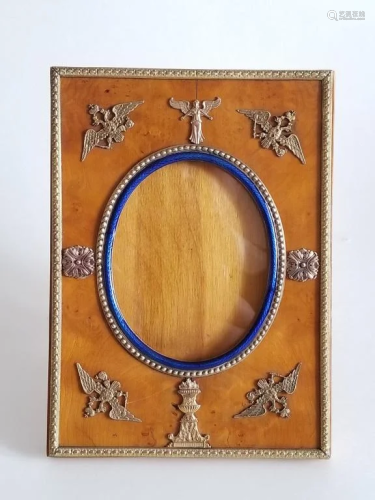 Antique Russian Birch Wood Enamel Frame_x00…