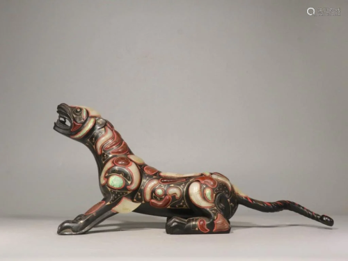 Qing Chinese Lacqure on Bronze Beast …