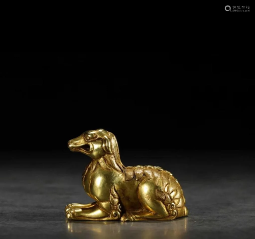 Republican Chinese Gilt Bronze Beast