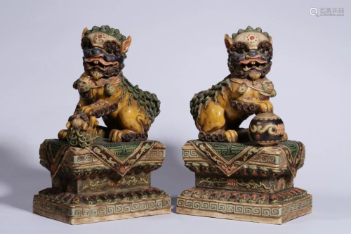 Pair of Late Qing Chinese Lions