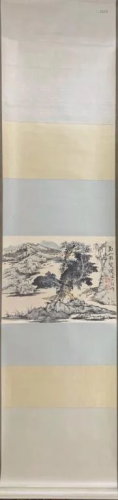 Chinese Ink Color Scroll Painting w Calligra…