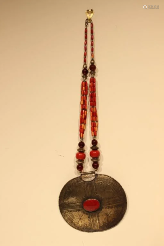 Tribal necklace w Low Grade Silver Pendant