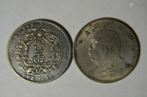 TWO CHINESE OLD COINS