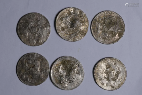 Six Spain Silver Coins