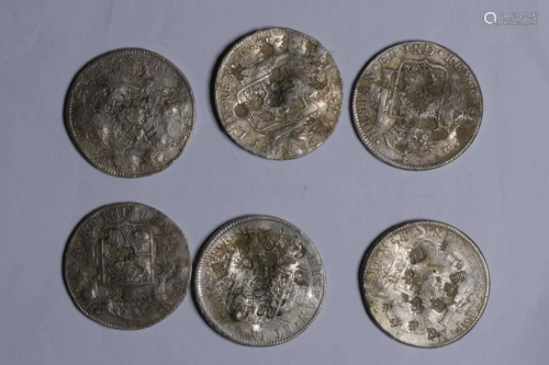 Six Spain Silver Coins