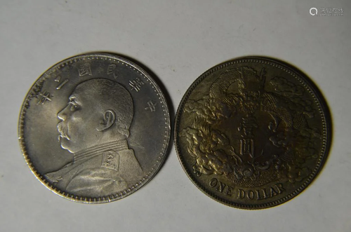 TWO CHINESE OLD COINS