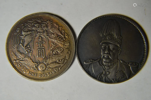 TWO CHINESE OLD COINS