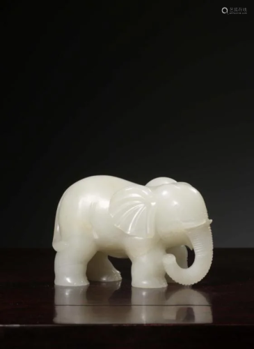 Chinese White Jade Carved Elephant