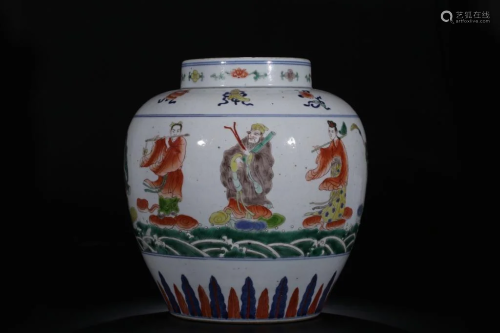 Early Qing,Chinese Wucai Porcelain Jar,Mark