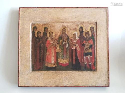 18C Russian Icon of Selected Saints_x000D_