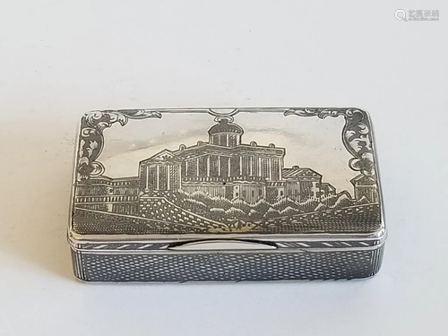 19C Russian Silver Niello Snuff Box