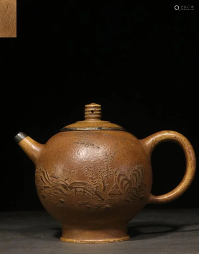 Chinese Enamel Yixing Zisha Teapot,