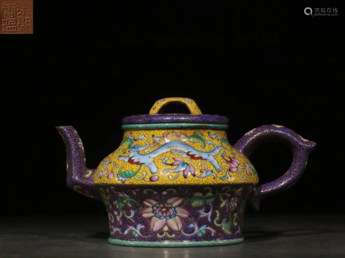 Chinese Enamel Yixing Zisha Teapot,Mark