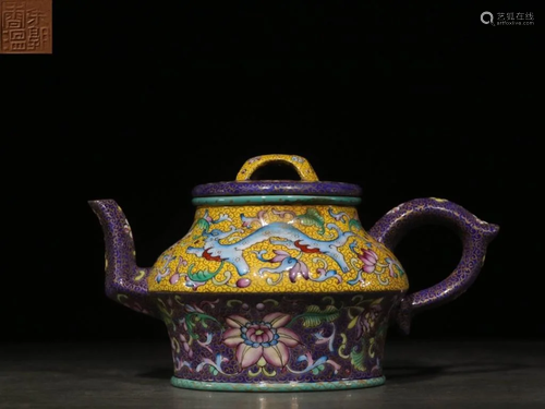 Chinese Enamel Yixing Zisha Teapot,Mark