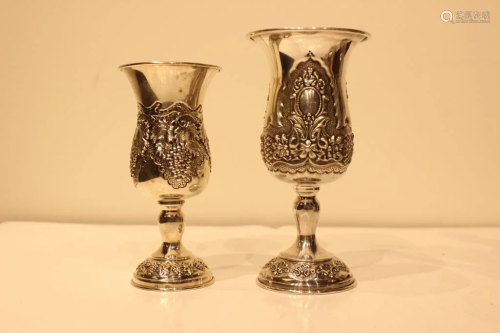 Two Judaica Sterling Silver Kiddish Cup