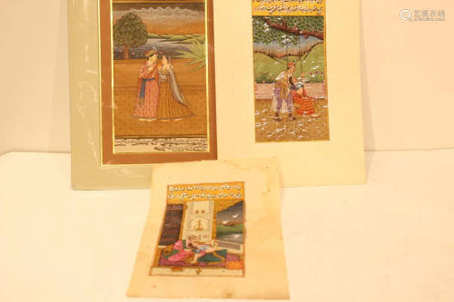 3 Indian Hand Paint Miniature Paintings