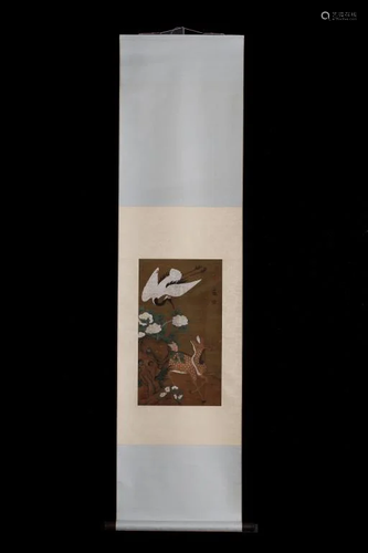 Chinese Ink Color Scroll Silk Painting