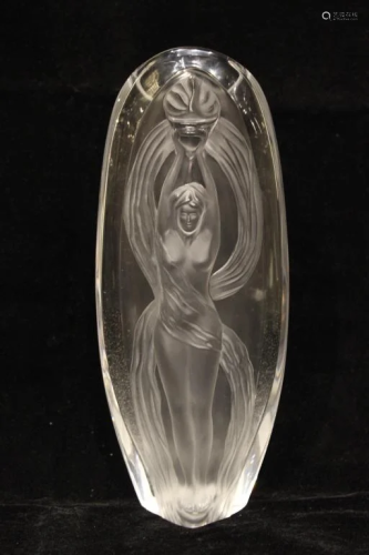 Lalique Frosted & Clear Cut Glass Vase