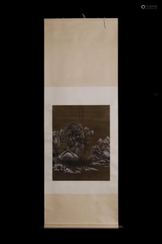 Chinese Ink Color Landscape Scroll Silk Paint…