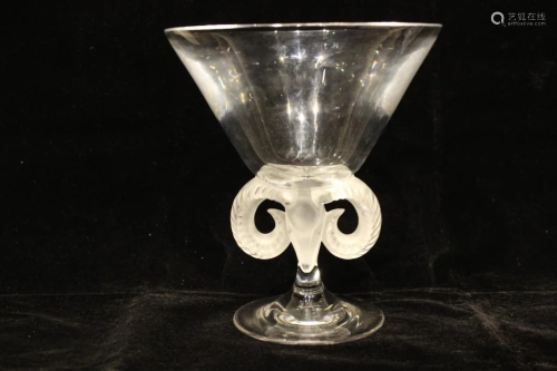 Lalique Glass; Bowl, Ram's Horn Decoration