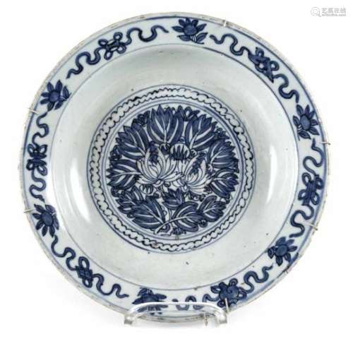 Unterglasurblauer Teller mit Dekor der 'Acht buddhistischen Embleme'